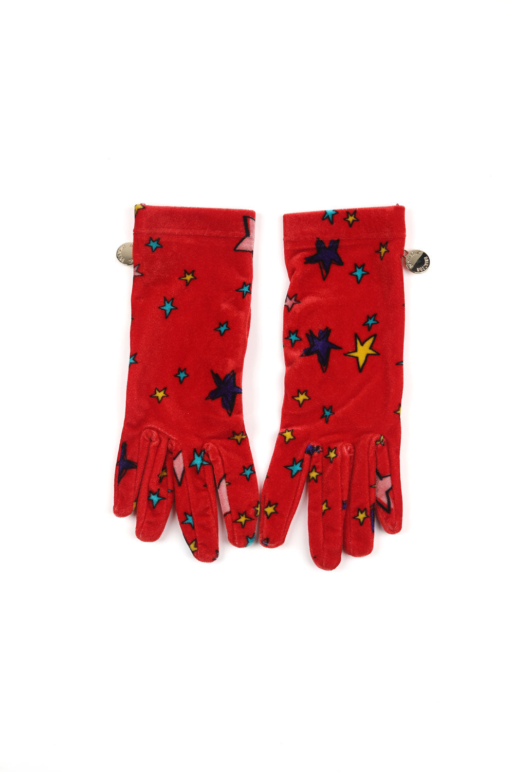 Boutique Moschino Starlight Velour Gloves