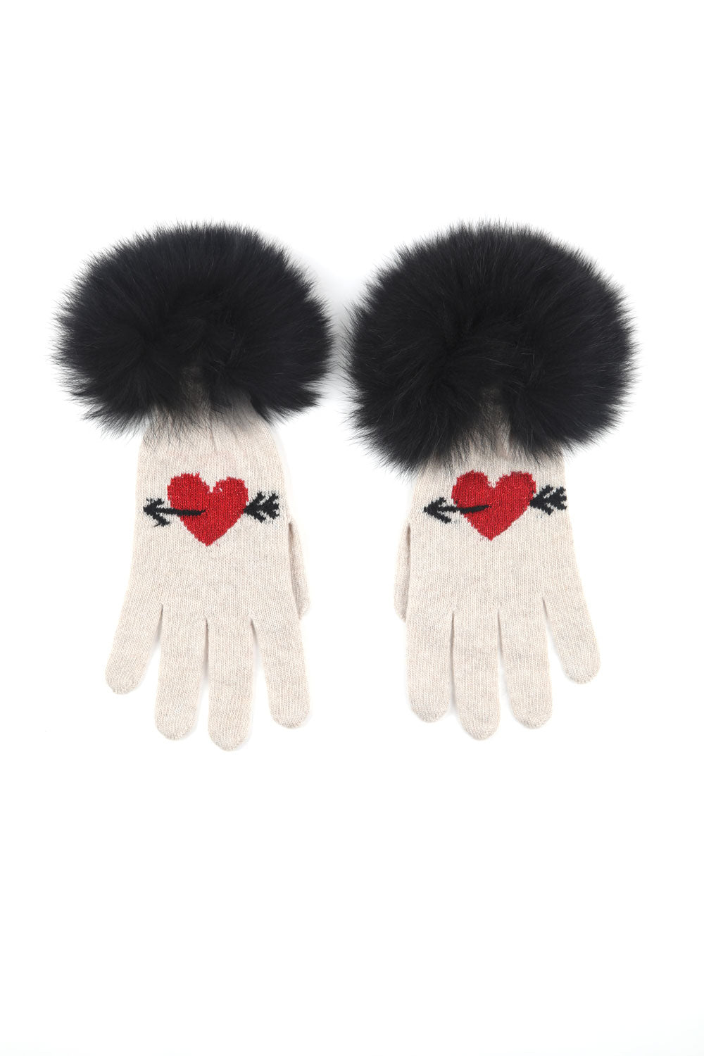 Boutique Moschino Wool & Cashmere Gloves with Fox Fur