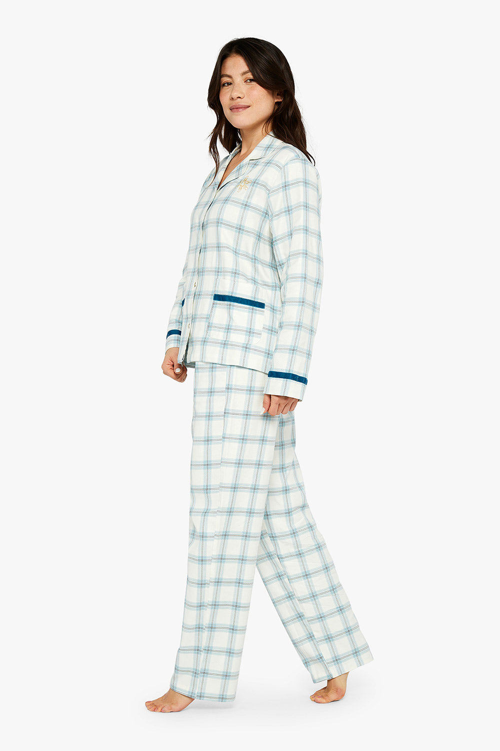 Maryline Buttoned Flannel Pajama Set