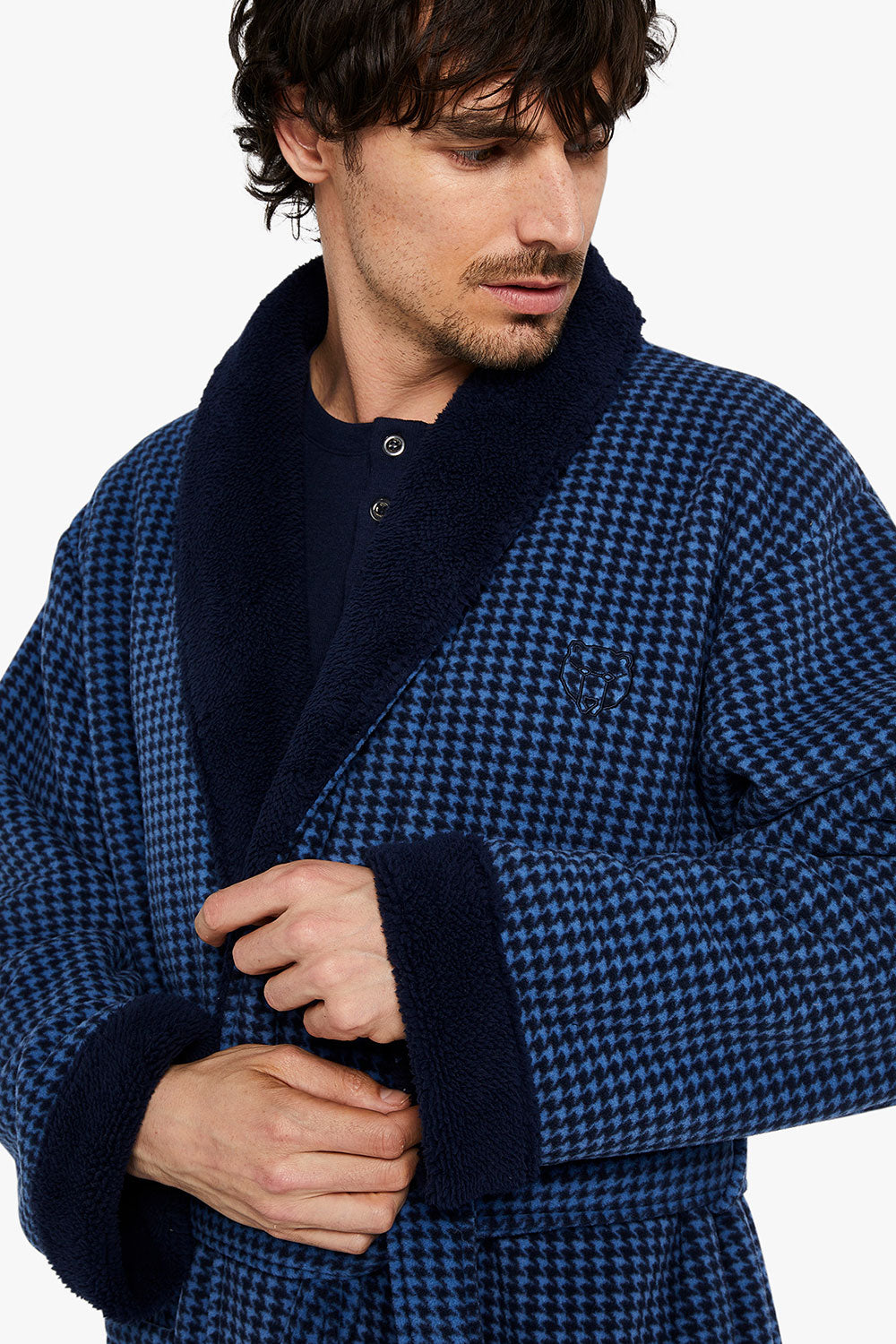 Houndstooth Fleece Dressing Gown