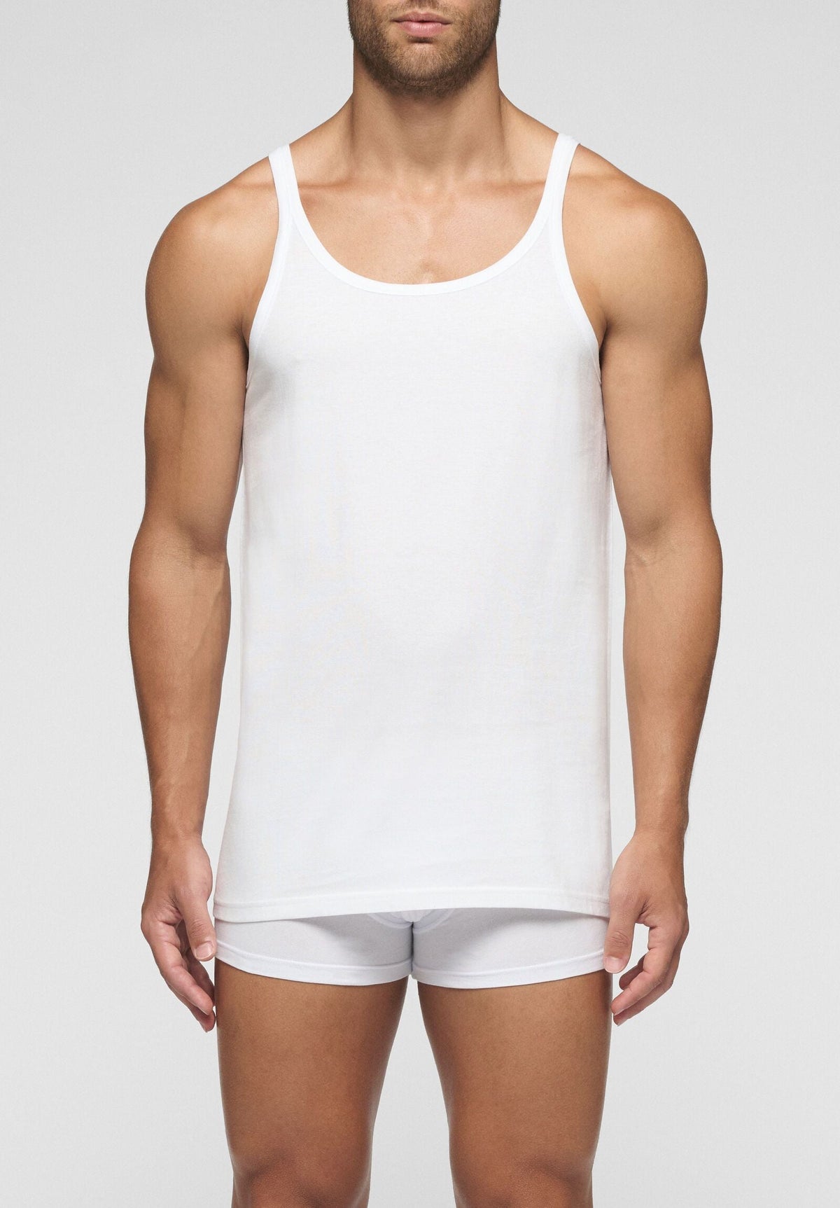 CAGI Narrow Shoulder Tank Top 1110, Natural Comfort Cotton, White