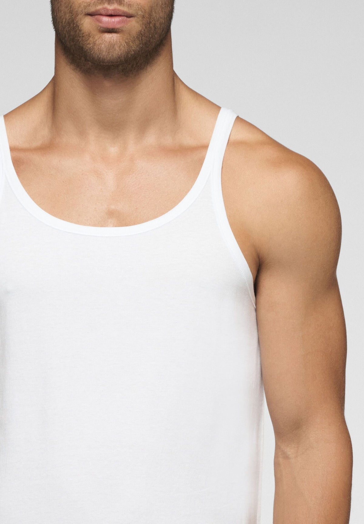 CAGI Narrow Shoulder Tank Top 1110, Natural Comfort Cotton, White