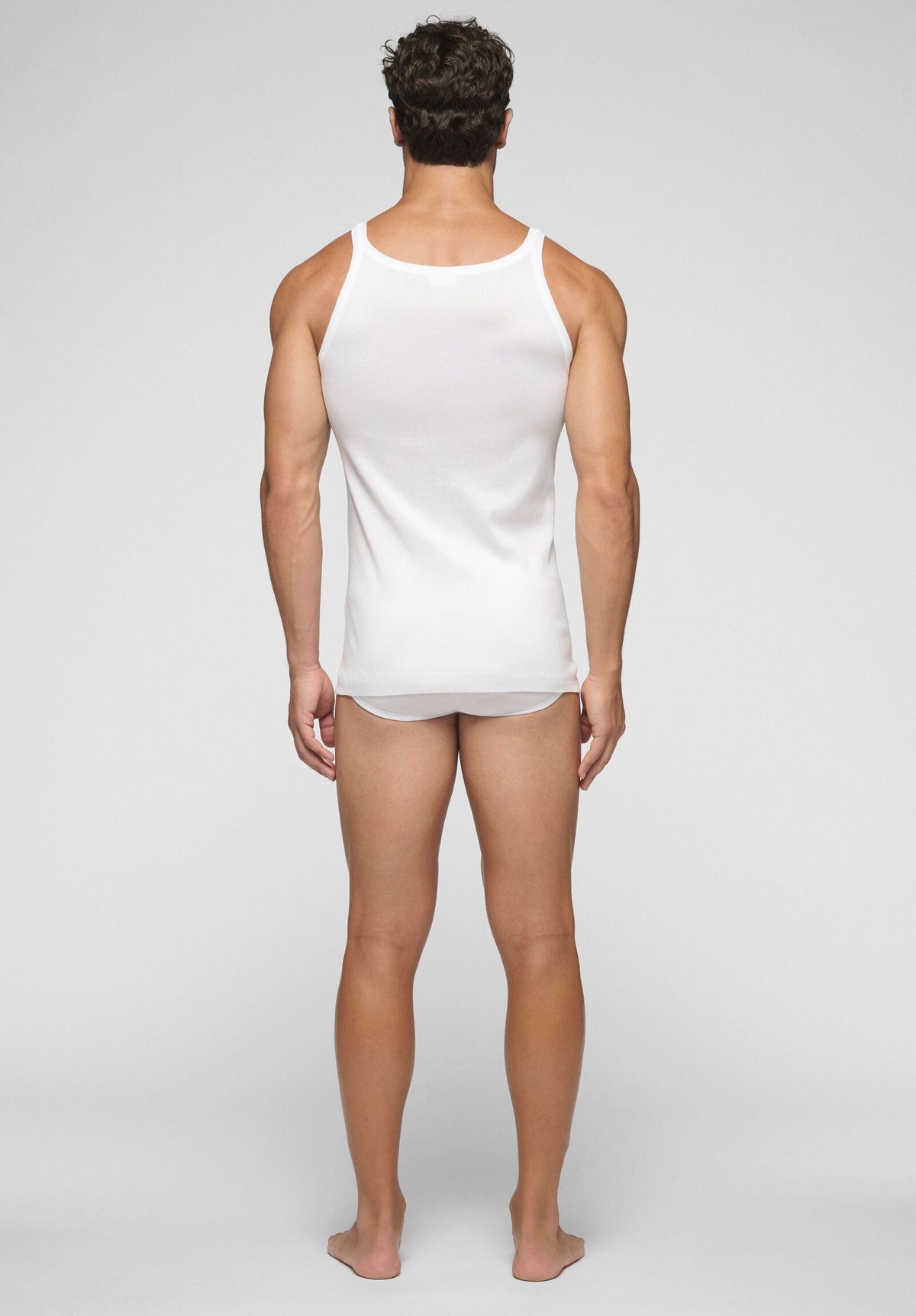 CAGI Narrow Shoulder Tank Top 1113, Ribbed Filo di Scozia, White