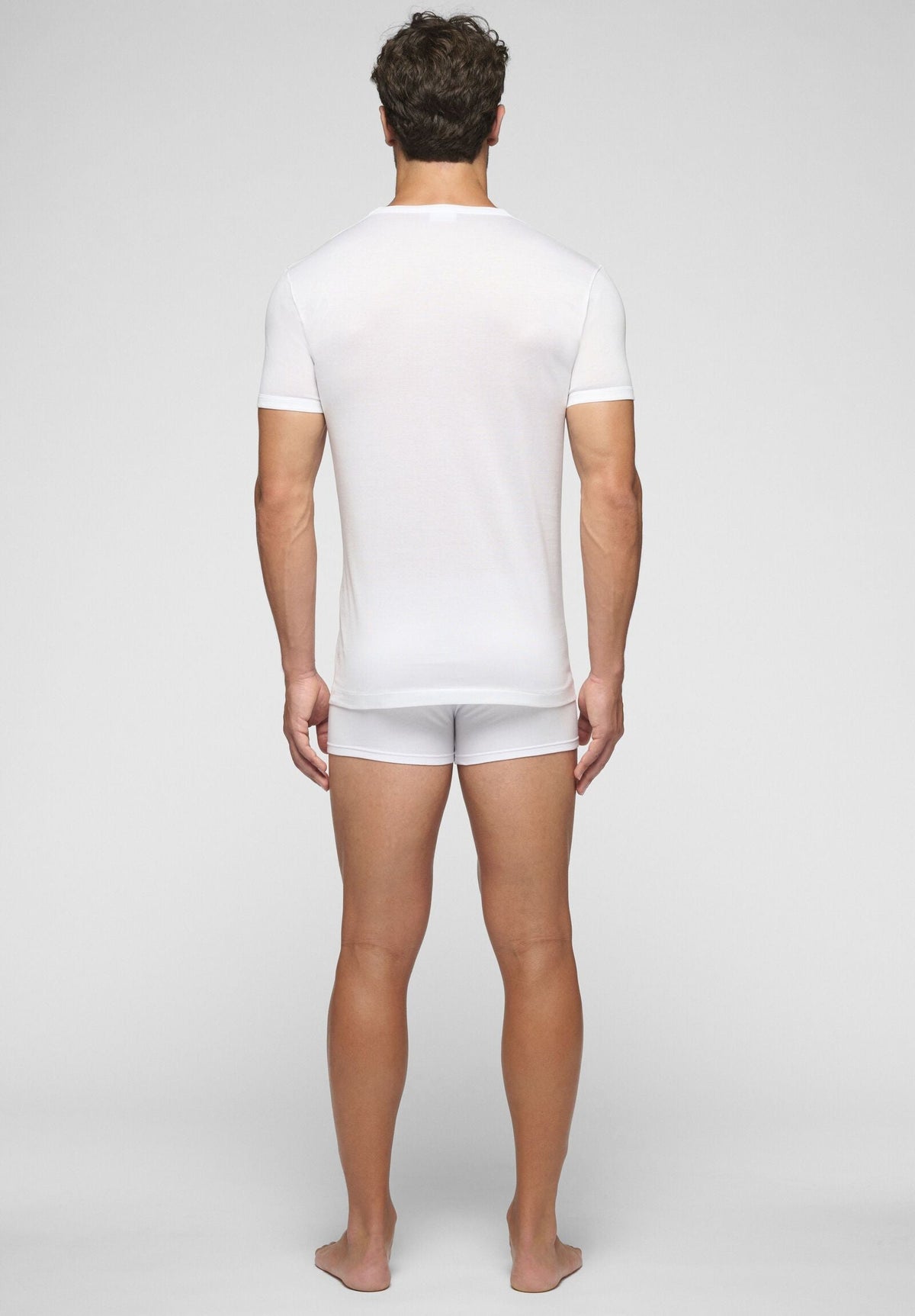CAGI V-Neck T-Shirt 1304, Filo di Scozia Cotton, White