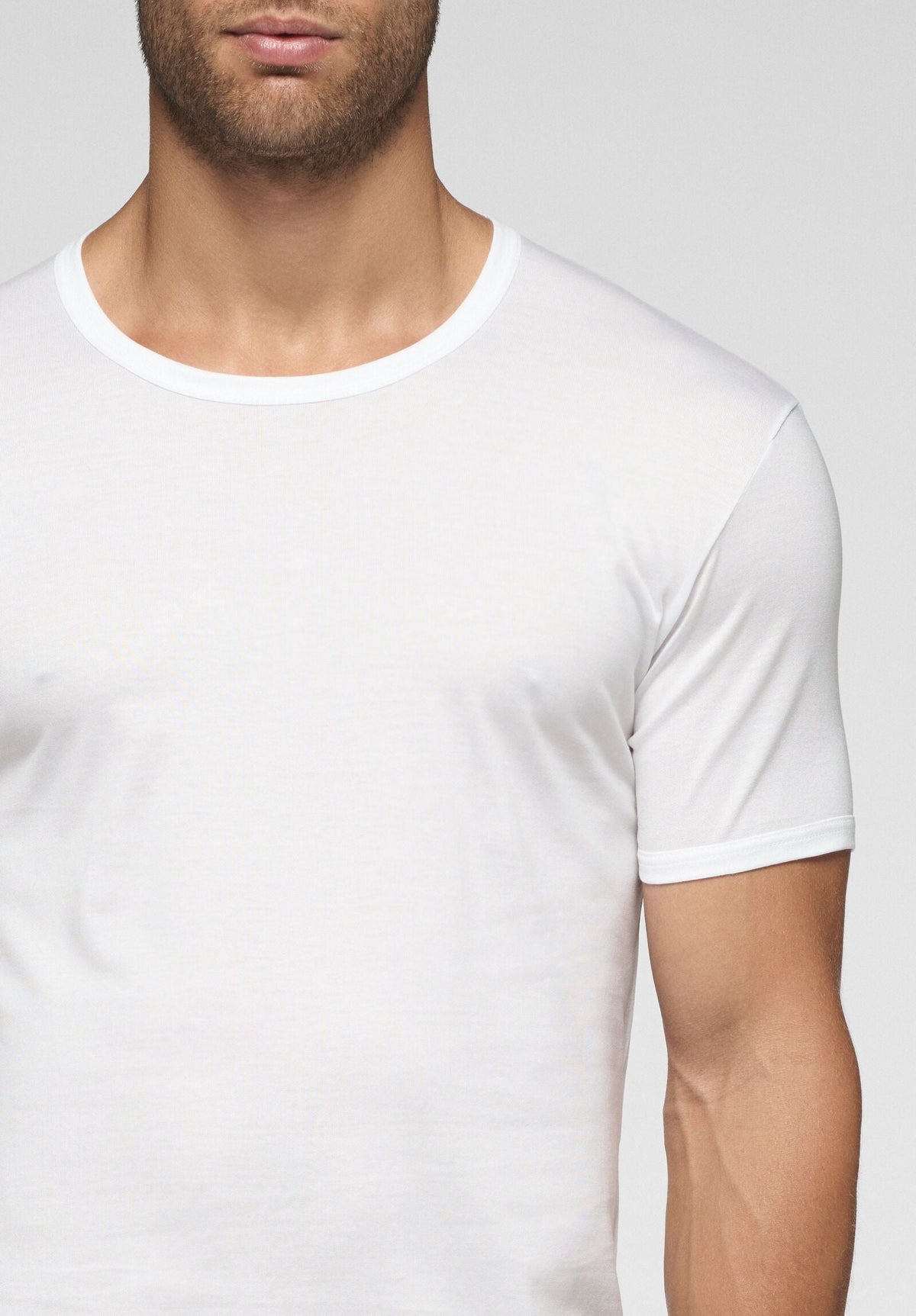 CAGI Crew Neck T-Shirt 1318, Filo di Scozia Cotton, White