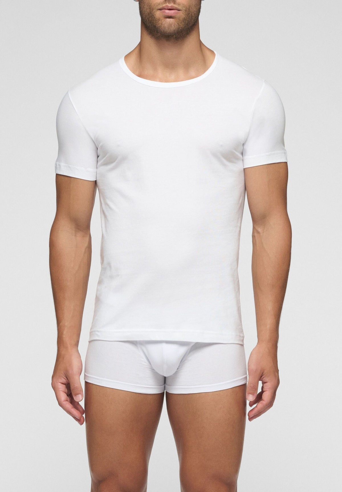 CAGI Crew Neck T-Shirt 1328, Natural Comfort Cotton, White