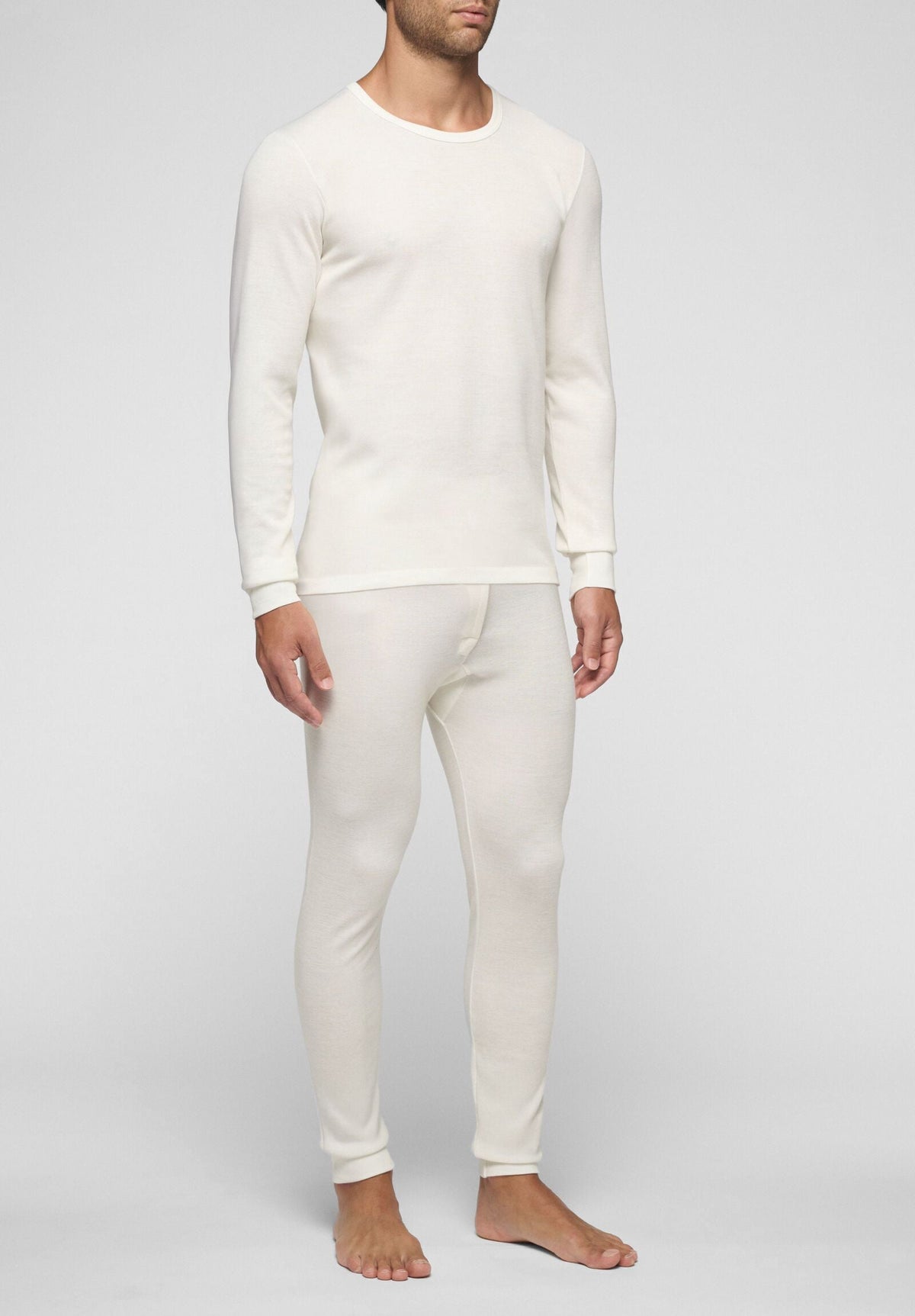CAGI Long Sleeve Crew Neck Top 5331, Wool & Cotton Tandem, White