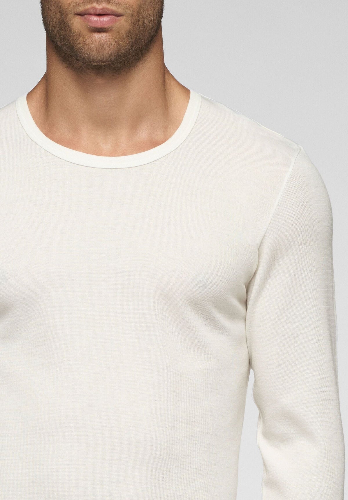 CAGI Long Sleeve Crew Neck Top 5331, Wool & Cotton Tandem, White