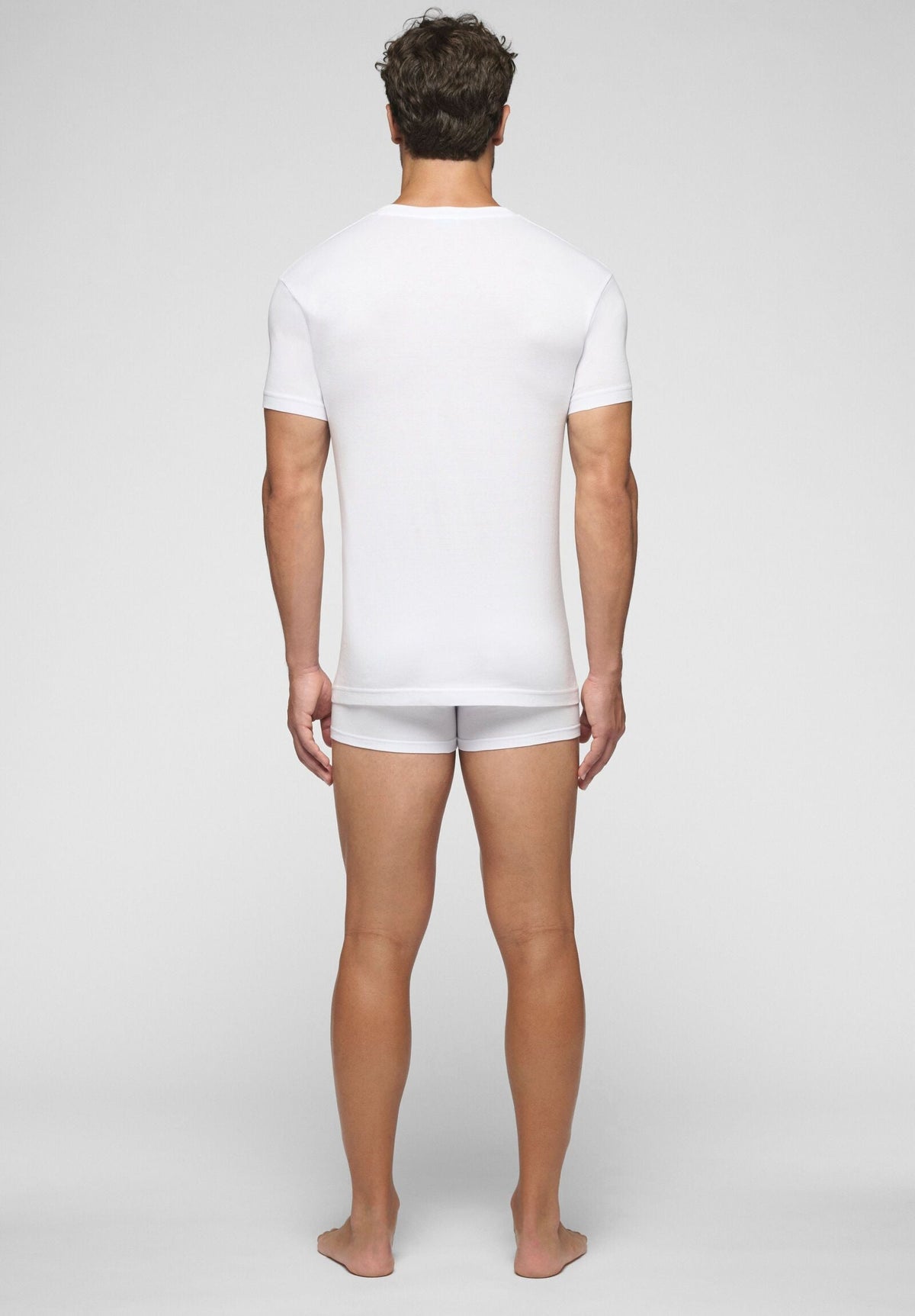 CAGI V-Neck T-Shirt 1305, Natural Comfort Cotton, White