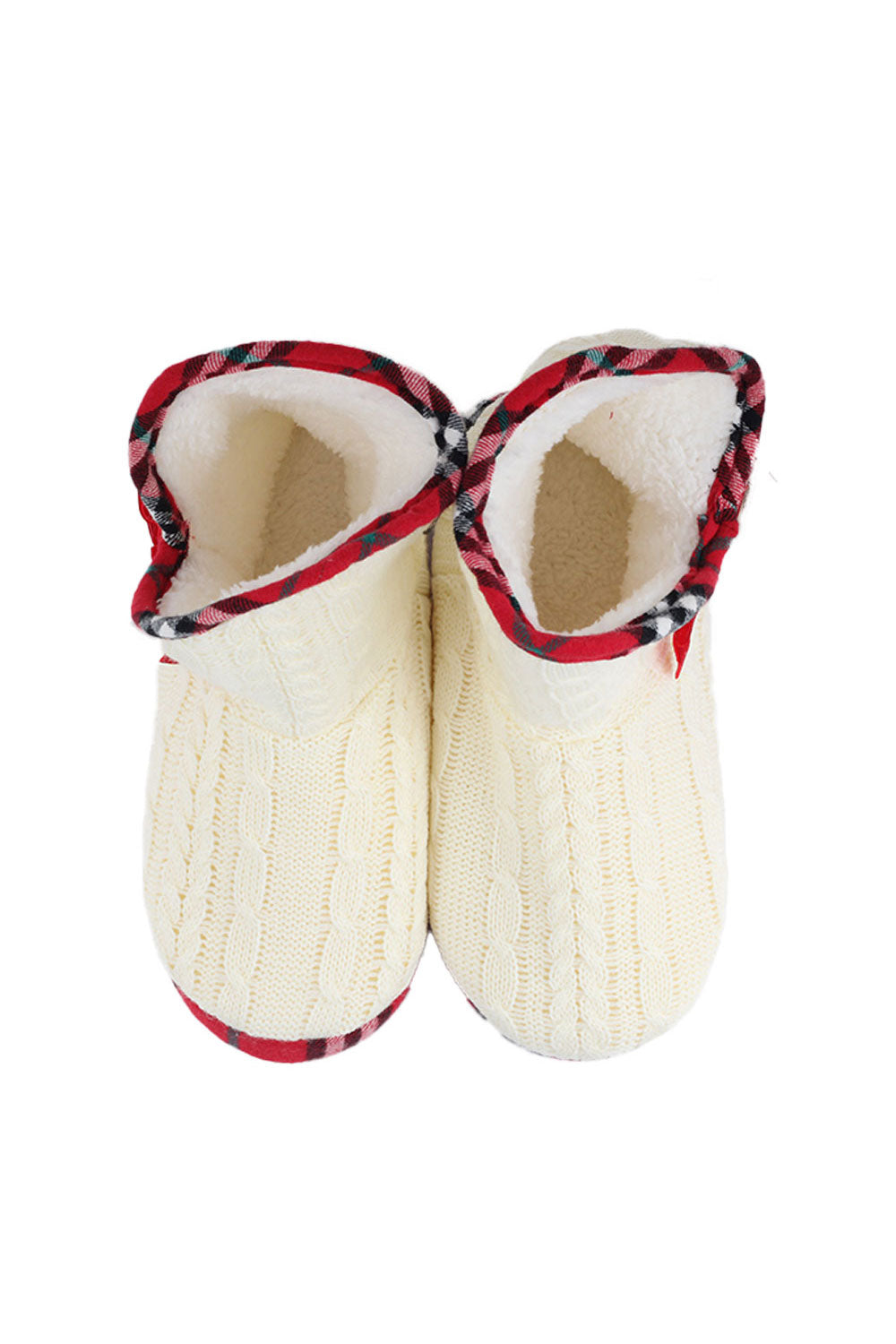 Festive Cable Knit Ivory Home Bootie