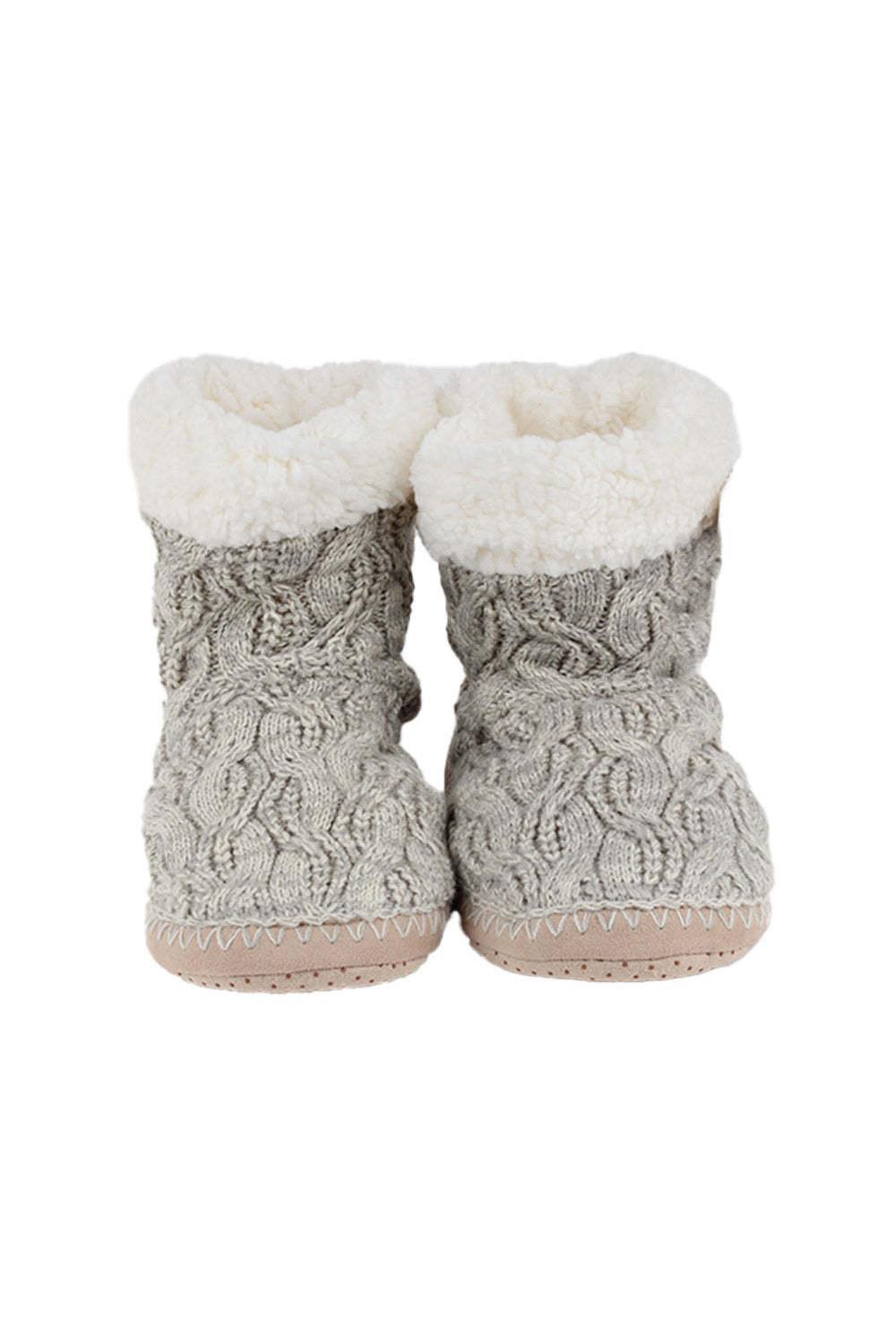 Cable Knit Home Booties with Faux Sherpa Lininig