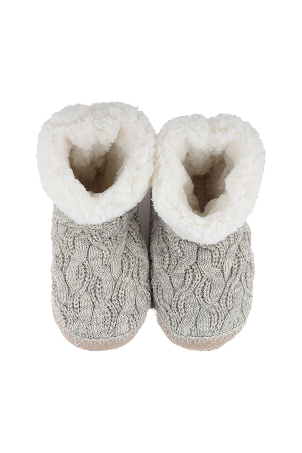 Cable Knit Home Booties with Faux Sherpa Lininig