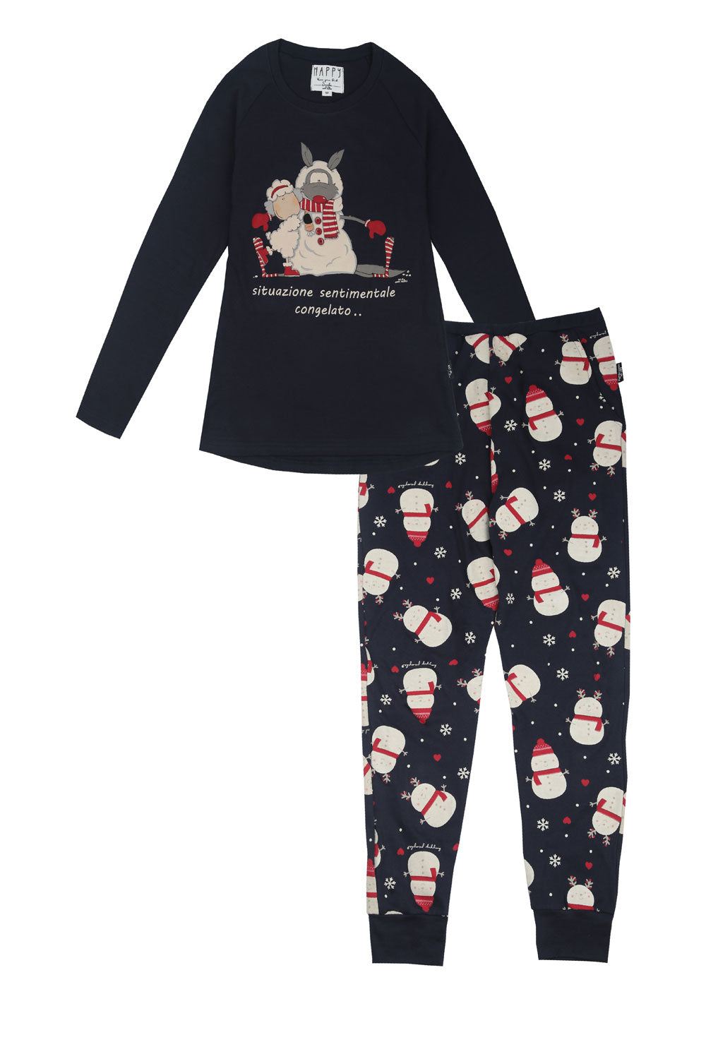 Festive Blue Cotton Christmas Pajama Set