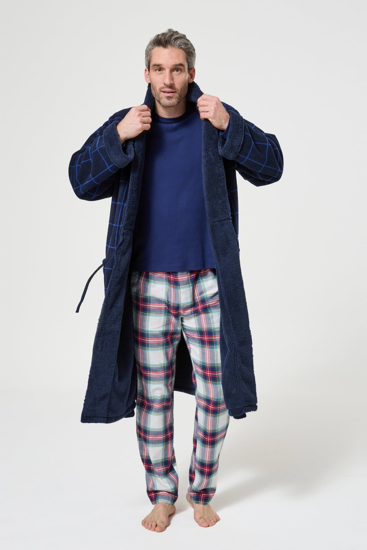 Men's Windsor Check Fleece Robe