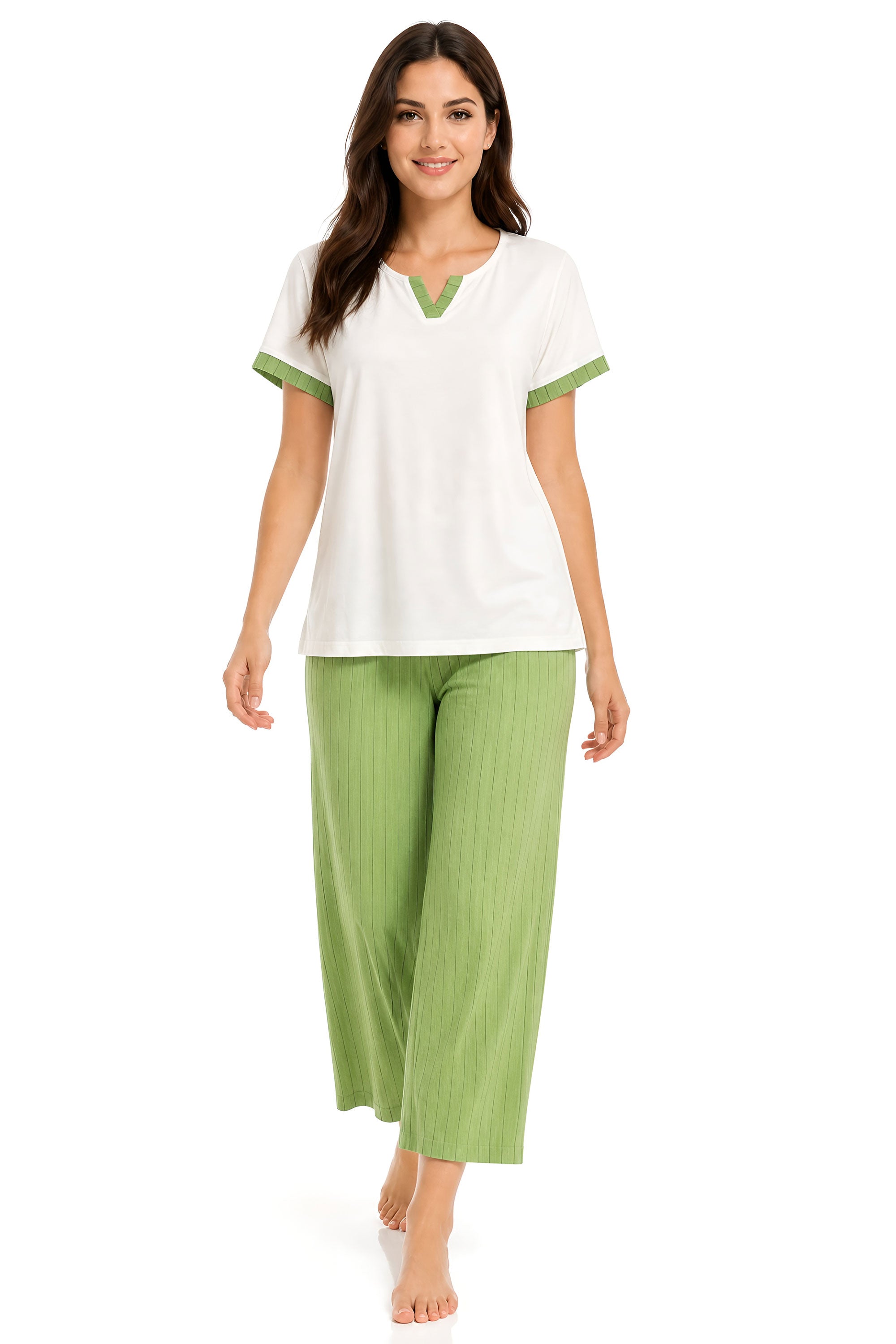 Women's Sage Green Short Sleeve Pajama Set