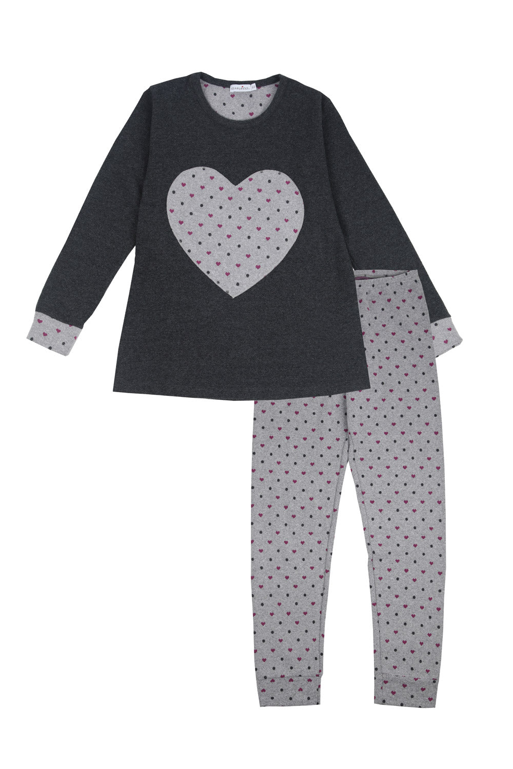 Chic Heart Print Punto Milano Pajama