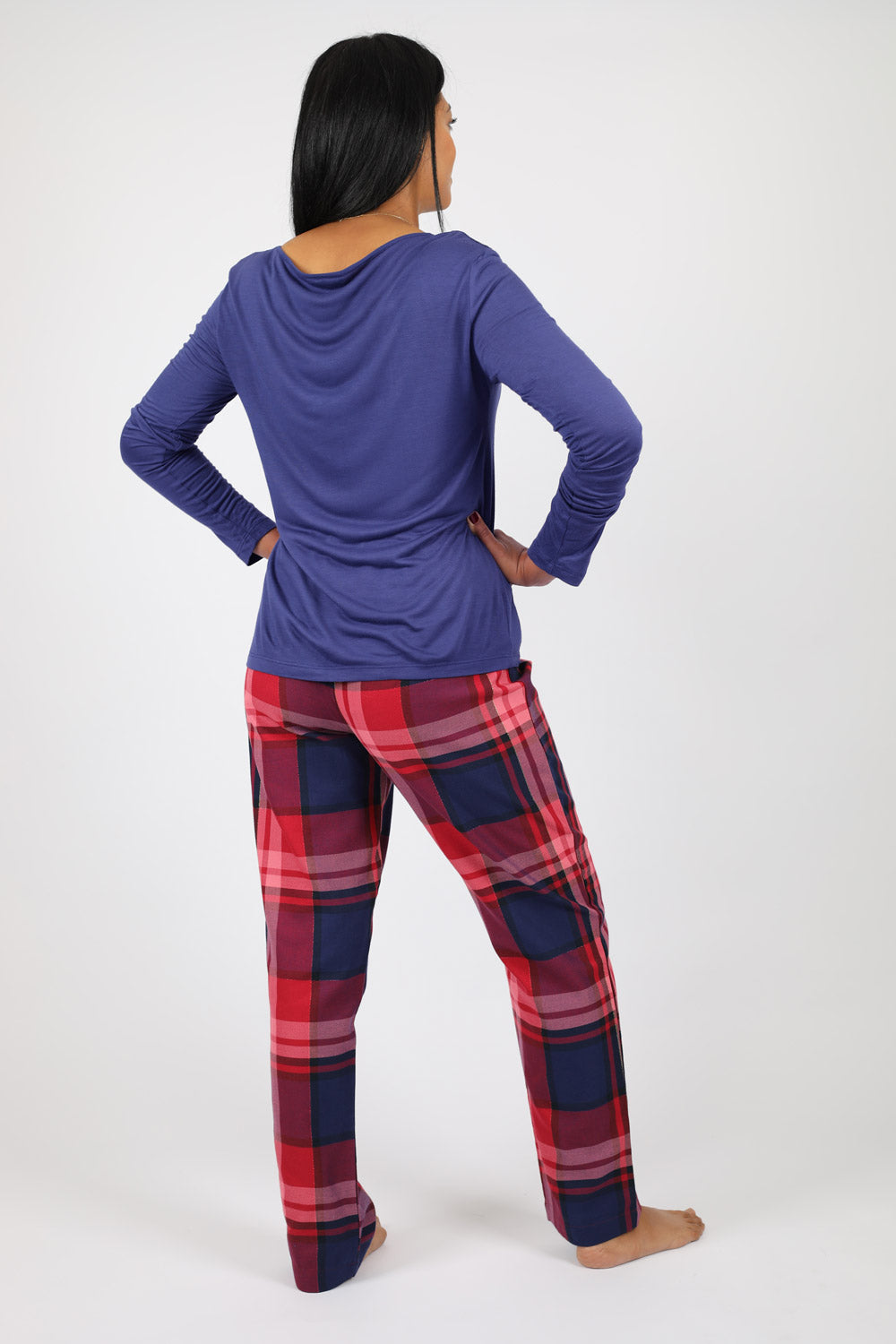 Chic Viscose & Flannel Pajama Set with Sequin Accents