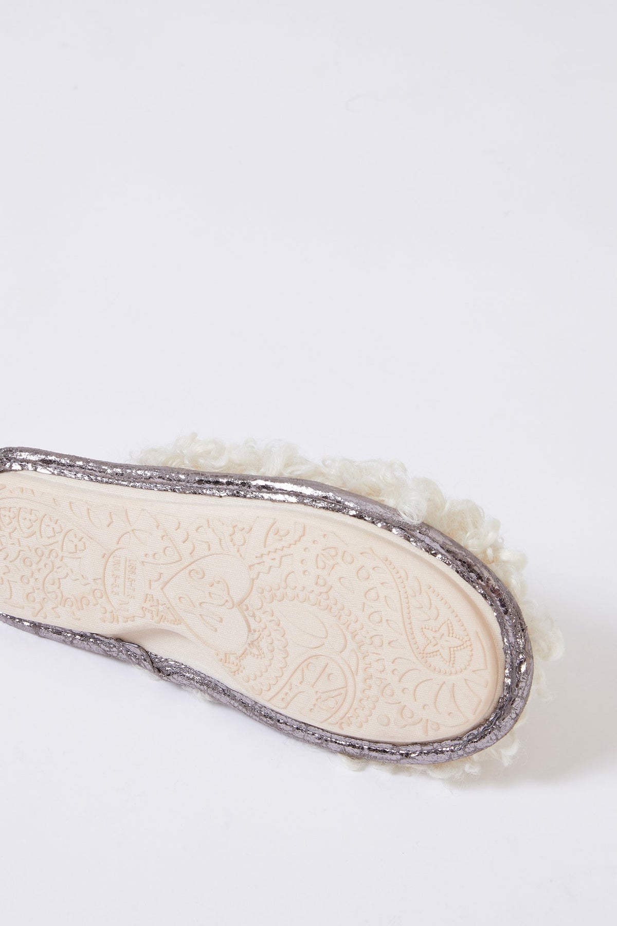 Beau Curly Faux Fur Mule Slippers Cream