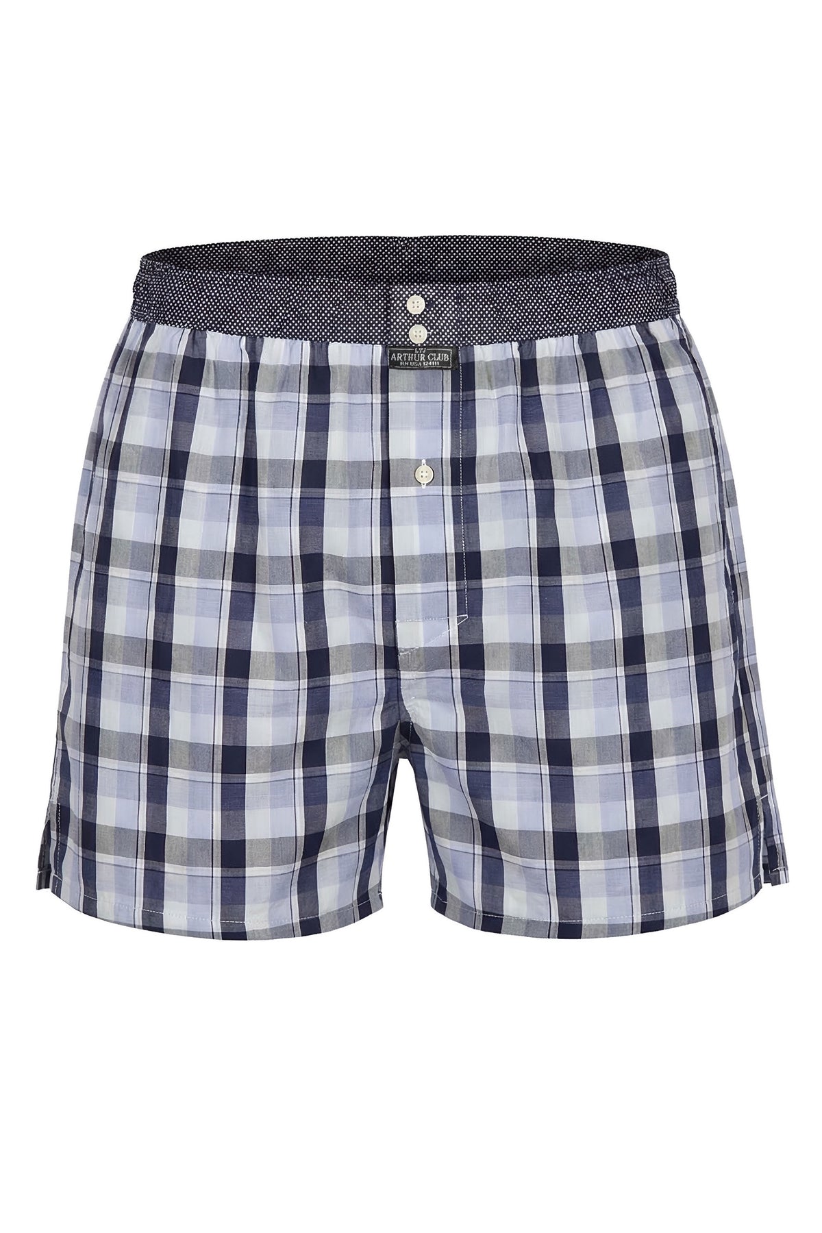 Blue Check Cotton Boxer