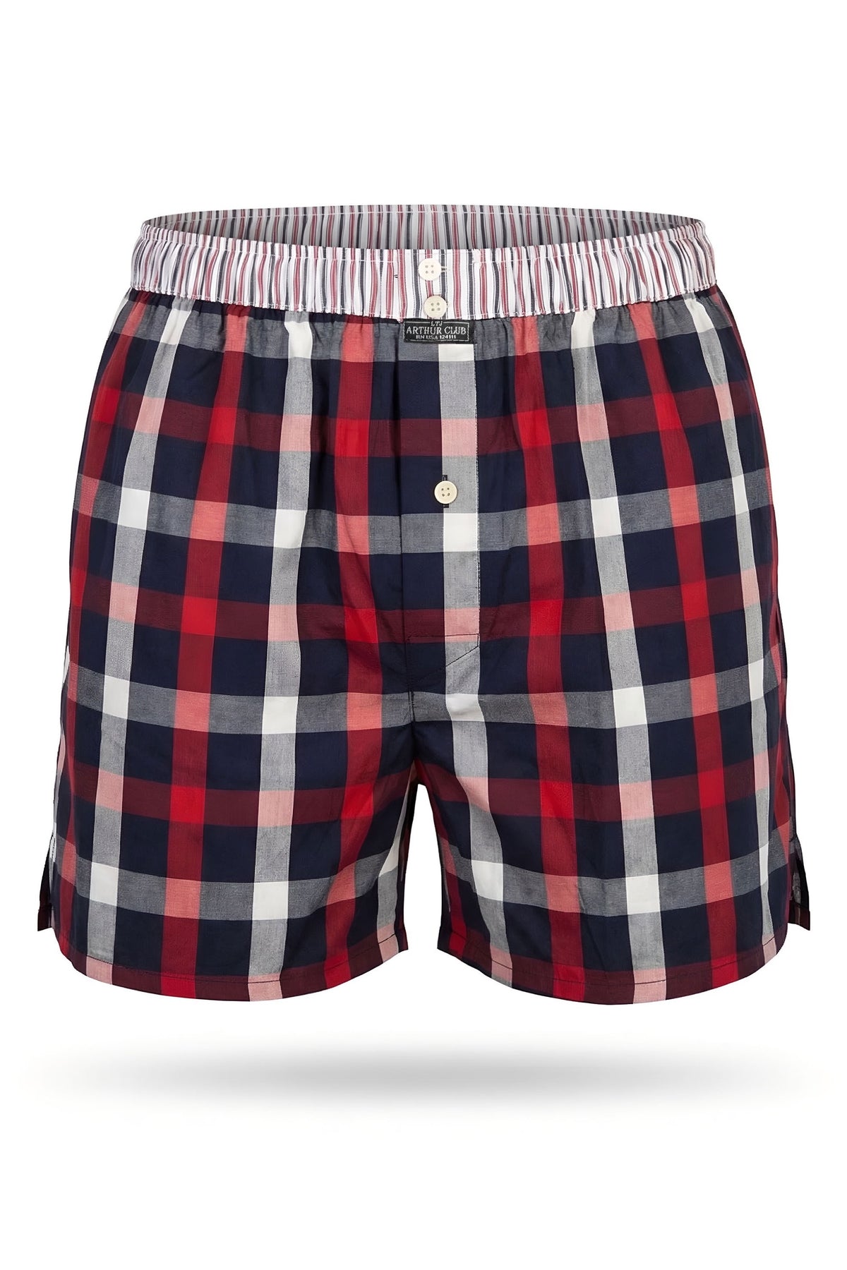 Navy and Red Check Cotton Boxer