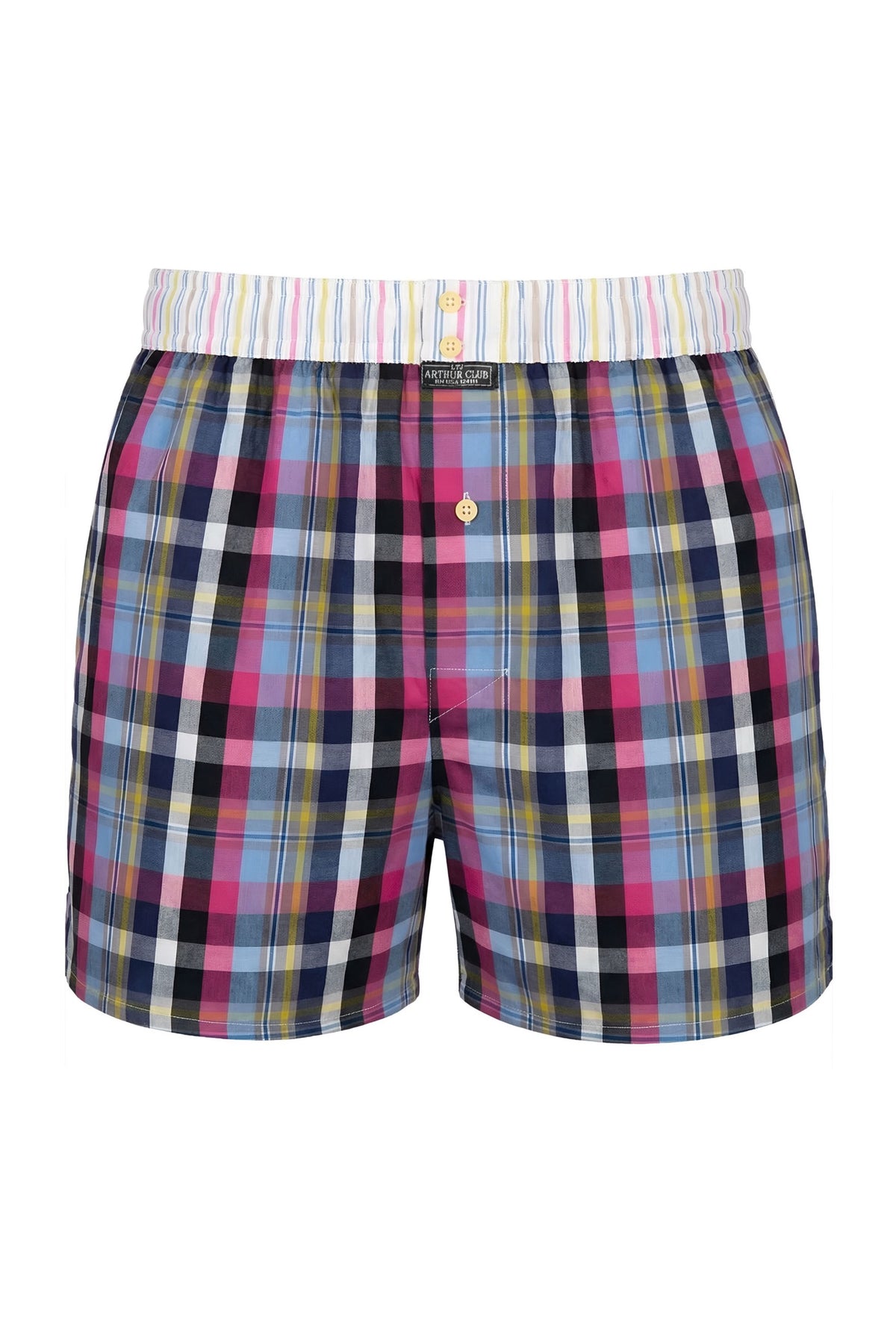 White Smoke Pink and Blue Tartan Cotton Boxer