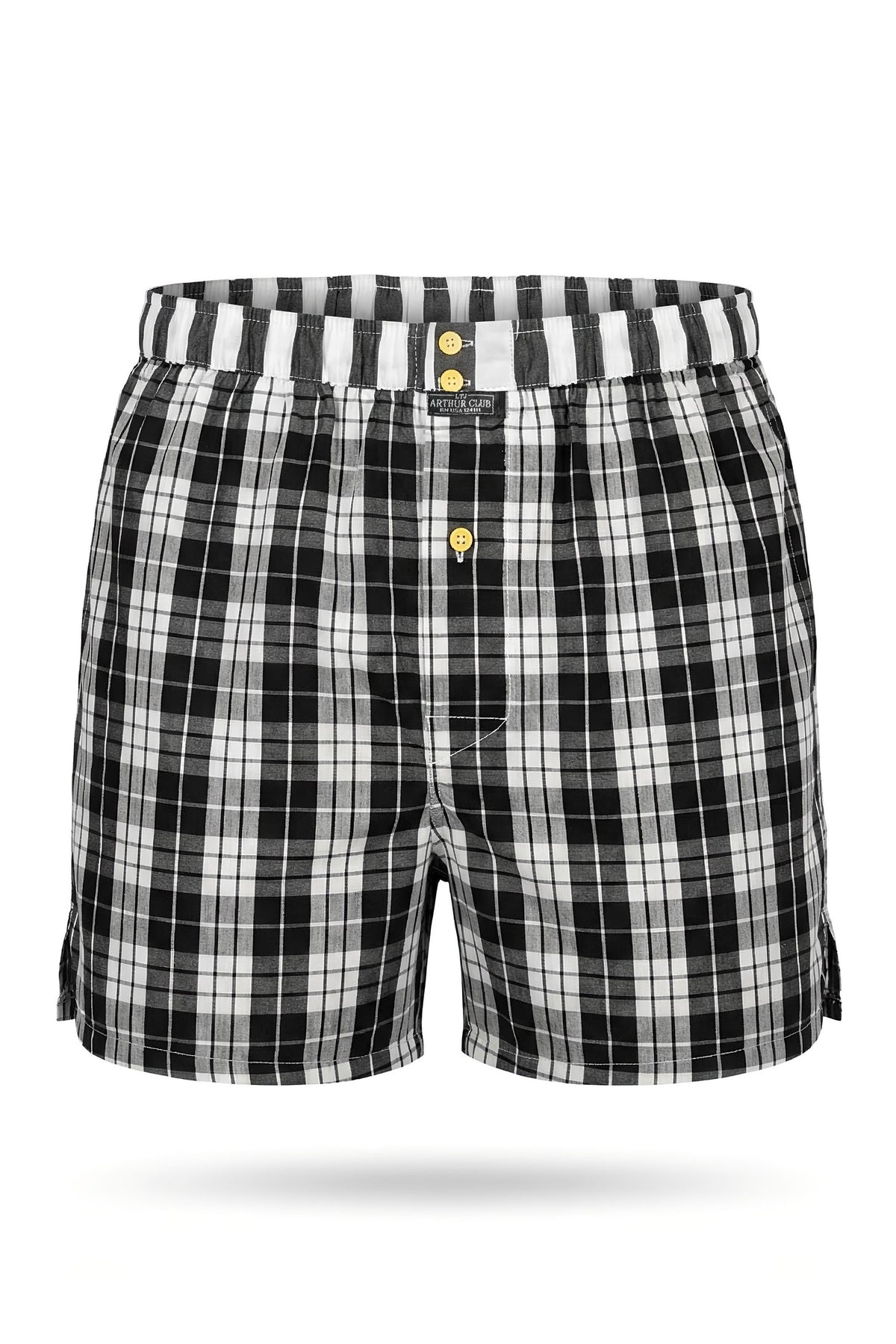 White Smoke Black and White Check Cotton Boxer