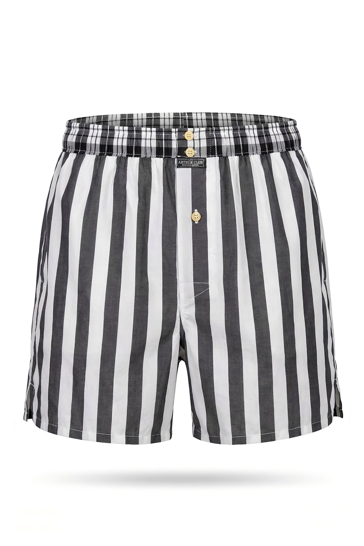 White Smoke Black and White Bold Stripe Cotton Boxer