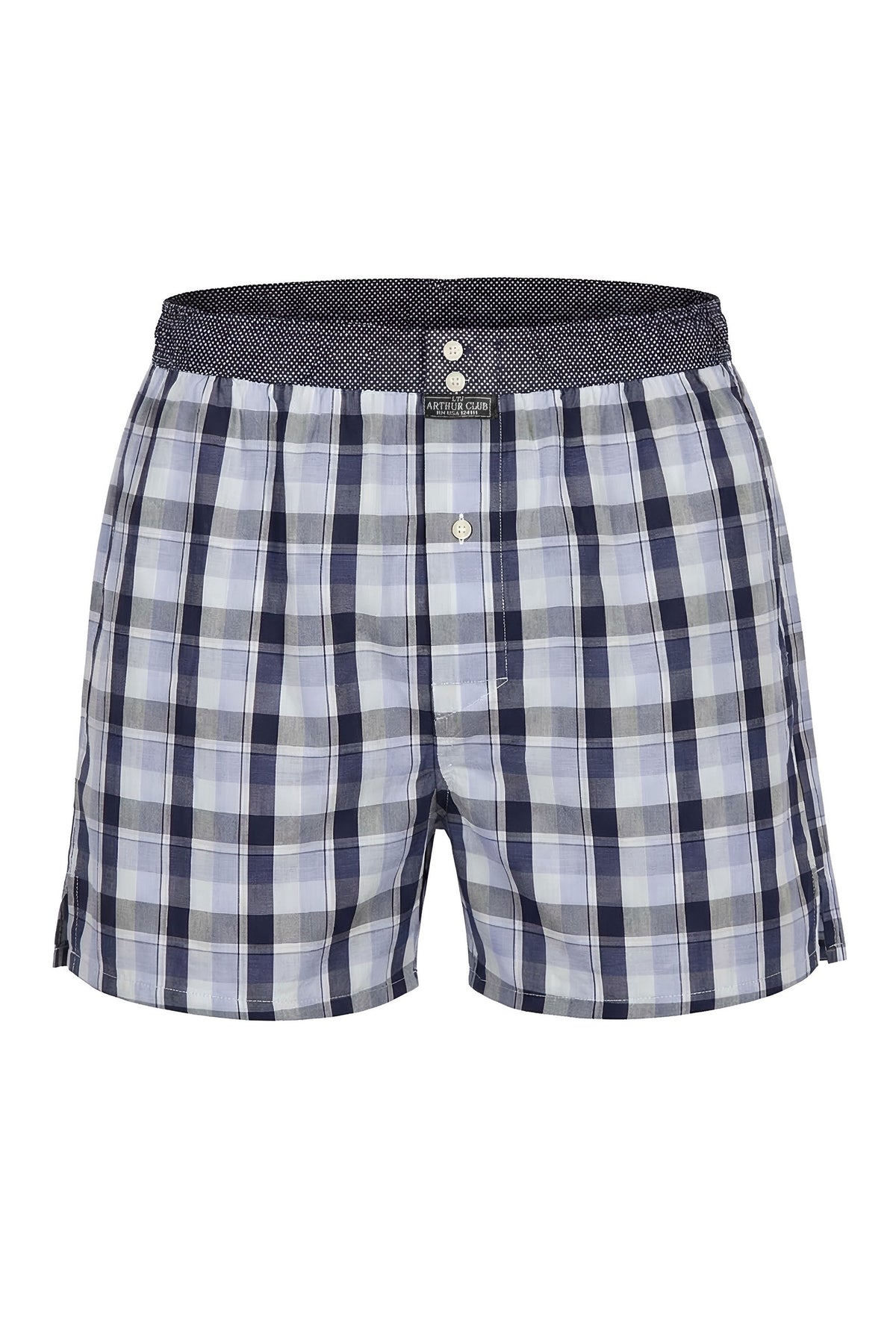 White Smoke Blue Check Cotton Boxer