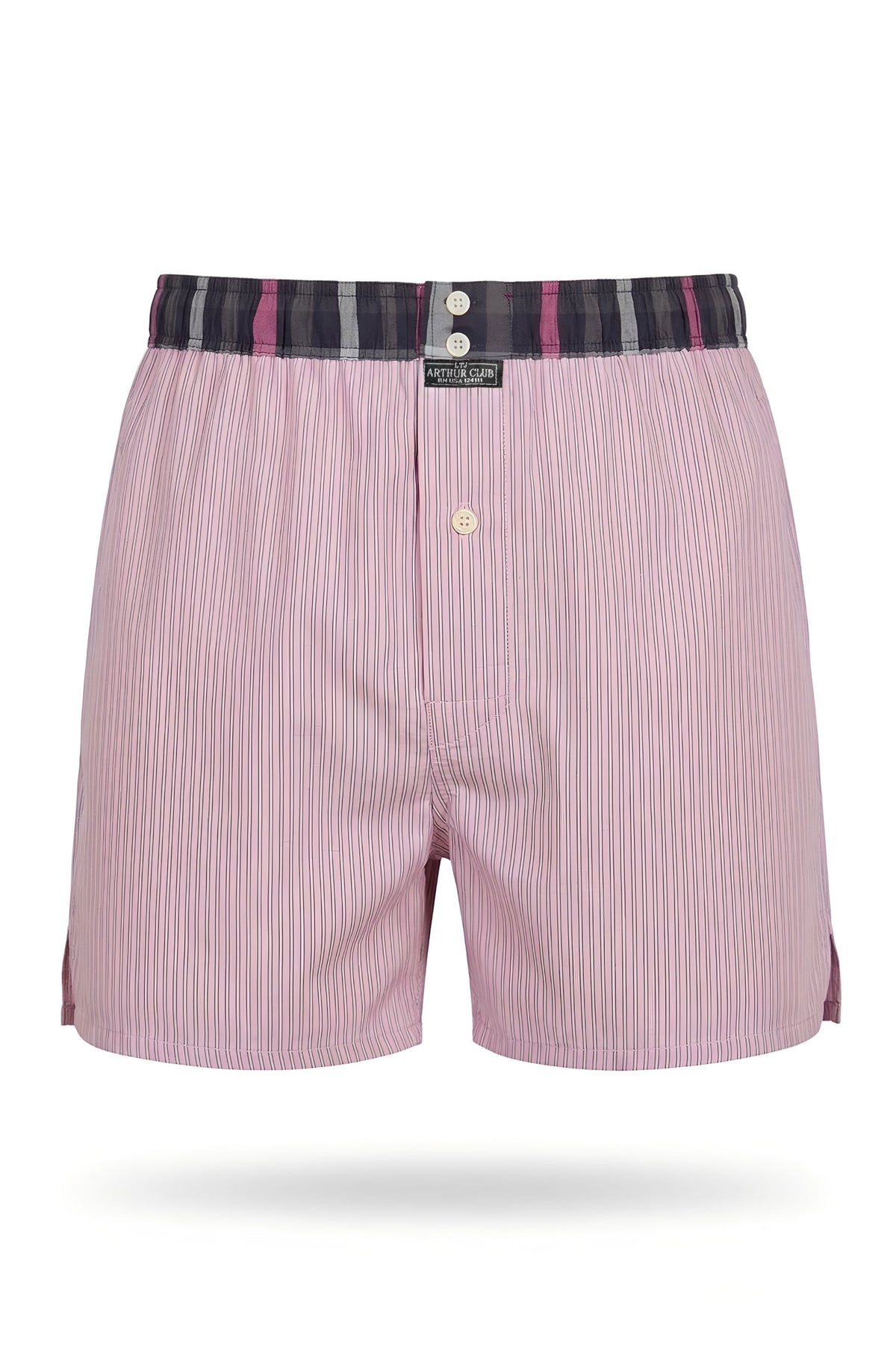 Gray Pink Pinstripe Cotton Boxer