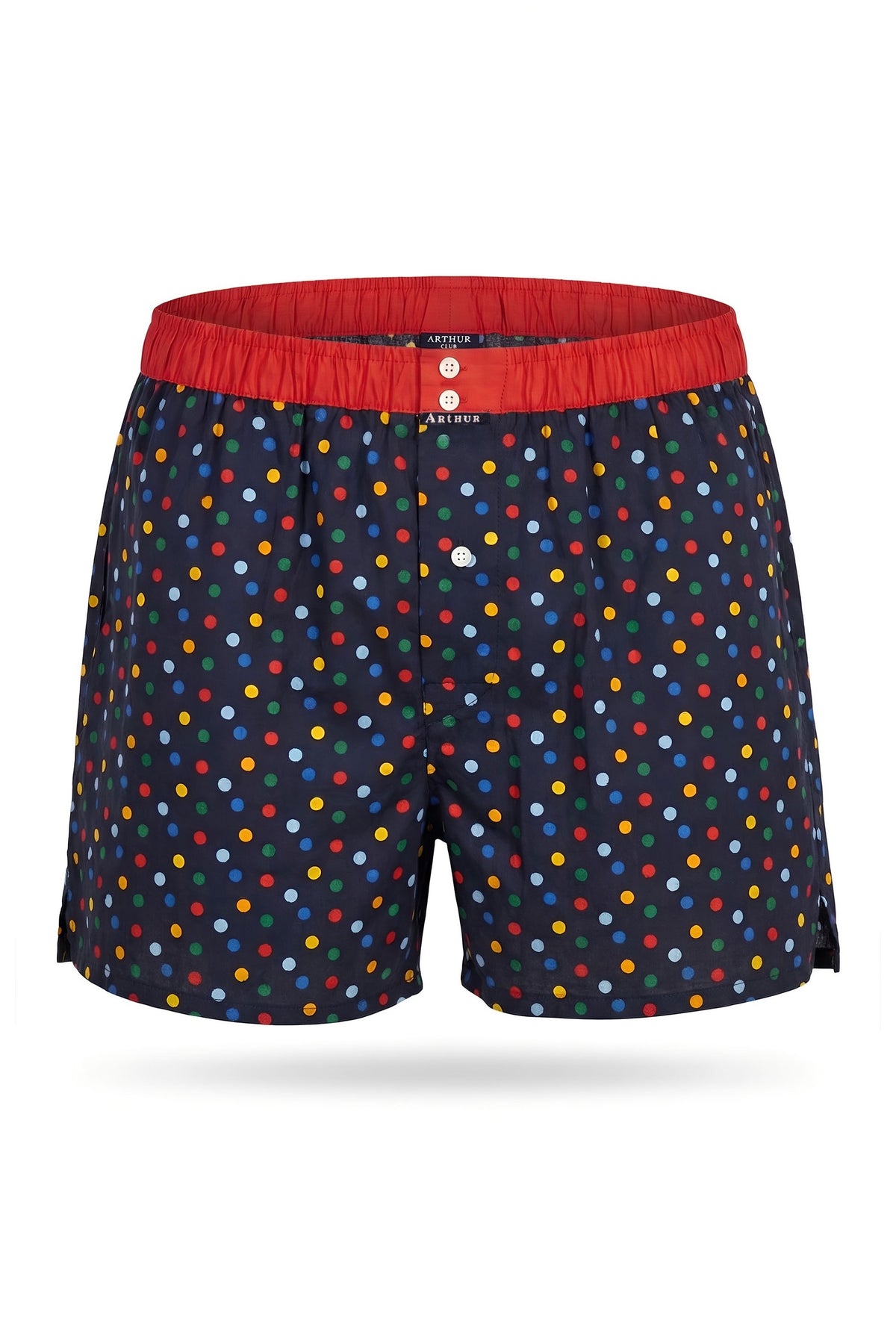 White Smoke Navy Polka Dot Cotton Boxer