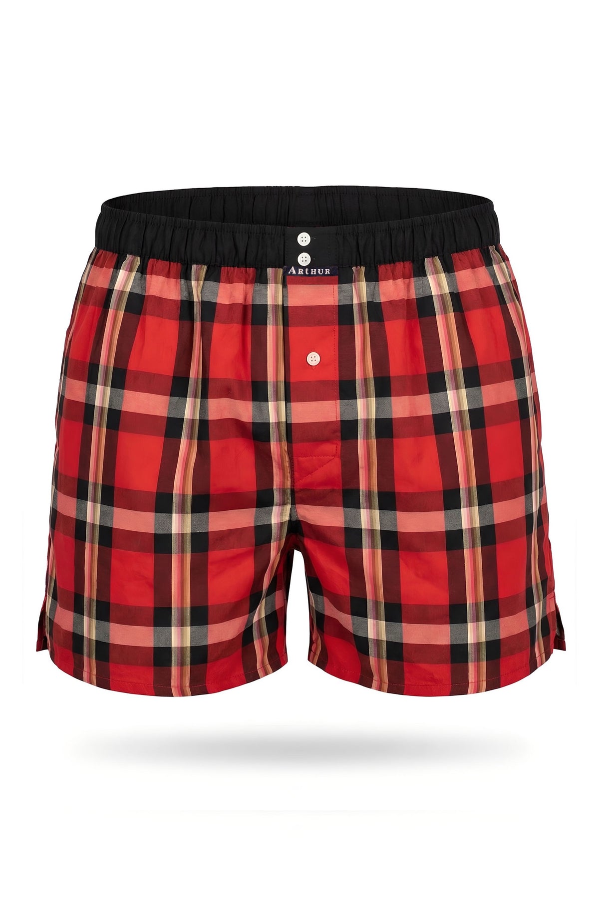 White Smoke Red and Black Check Cotton Boxer