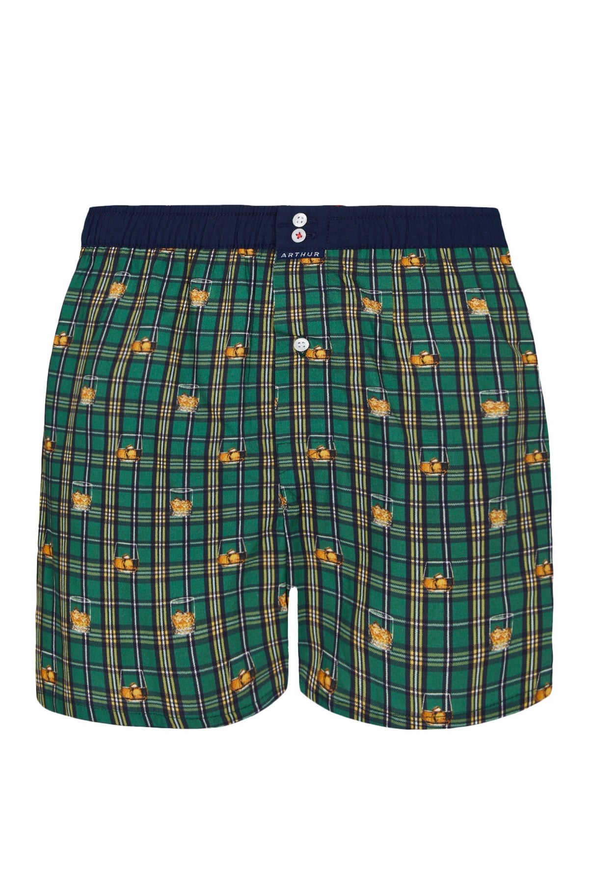 Dark Slate Gray Green Tartan Cotton Boxer, Limited Edition