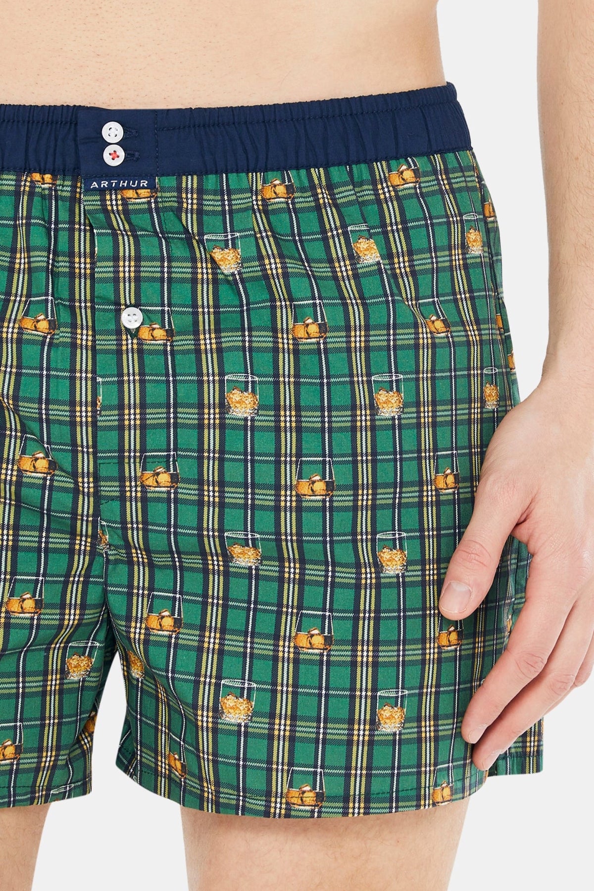 Dark Slate Gray Green Tartan Cotton Boxer, Limited Edition