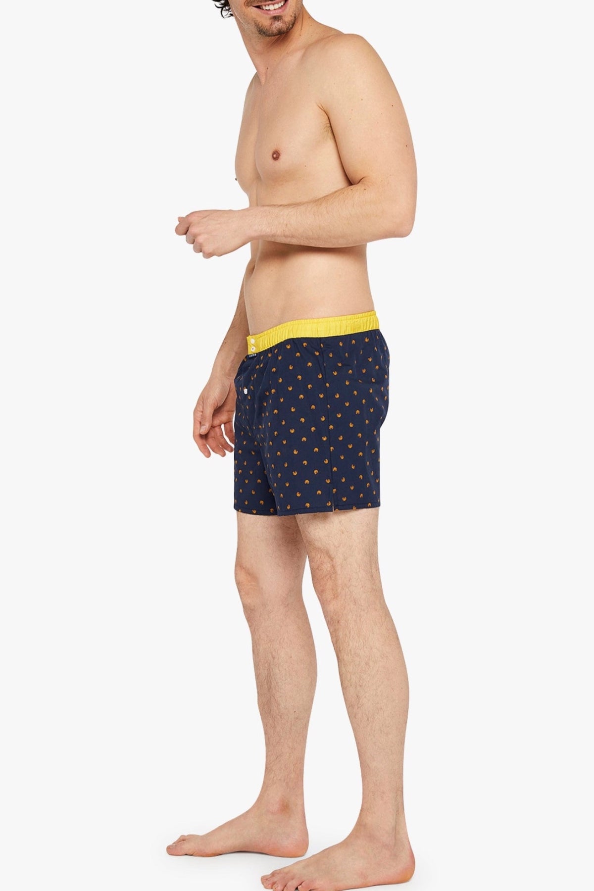 White Smoke Navy Croissant Print Cotton Boxer, Limited Edition