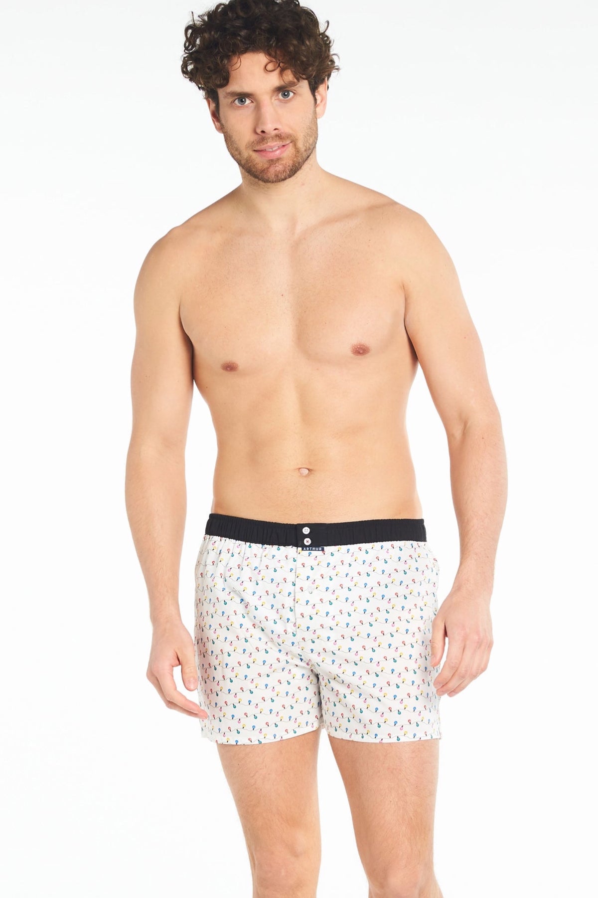 White Smoke Ivory Festive Print Cotton Boxer, Limited Edition