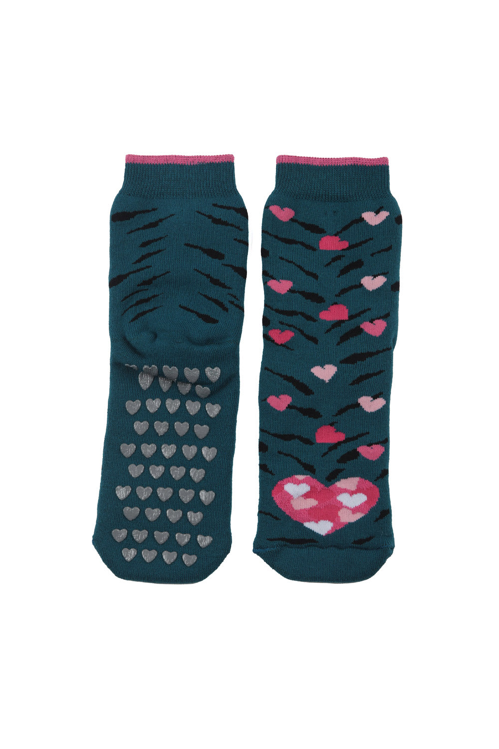 Zebra and Hearts Anti-Slip Home Socks