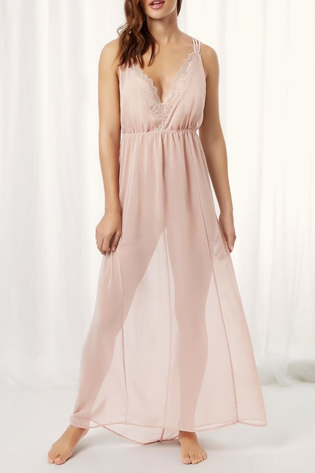 White Smoke Lily Long Chiffon Dress, Rose