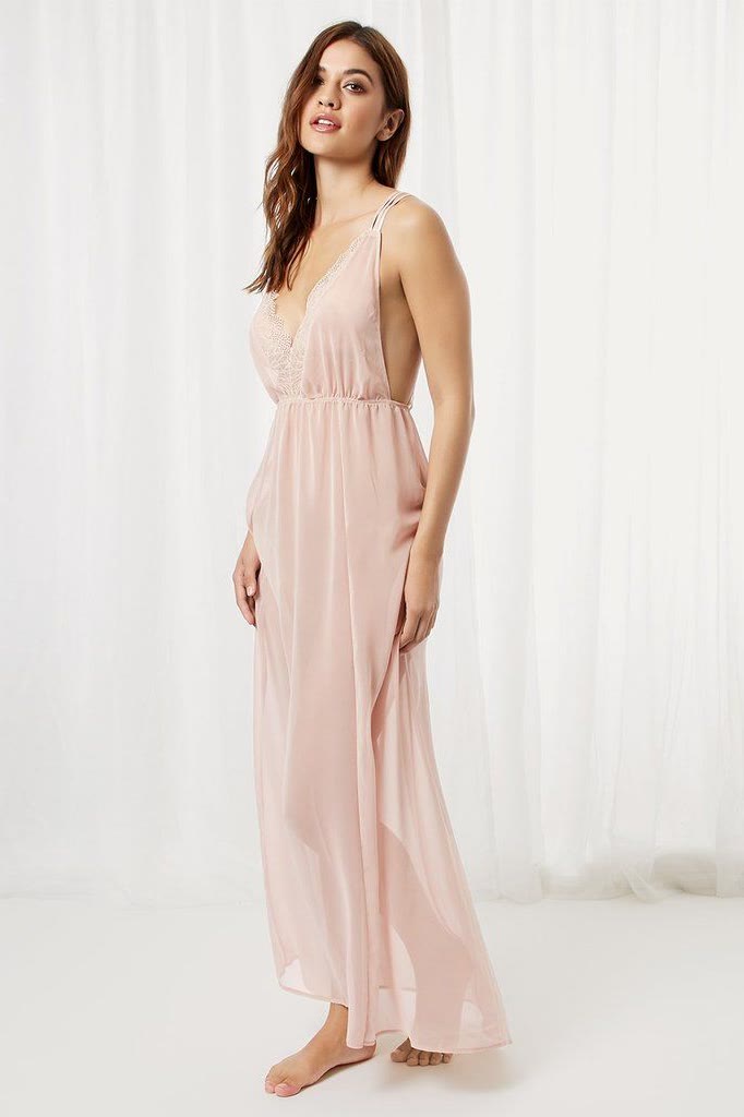 Lavender Lily Long Chiffon Dress, Rose