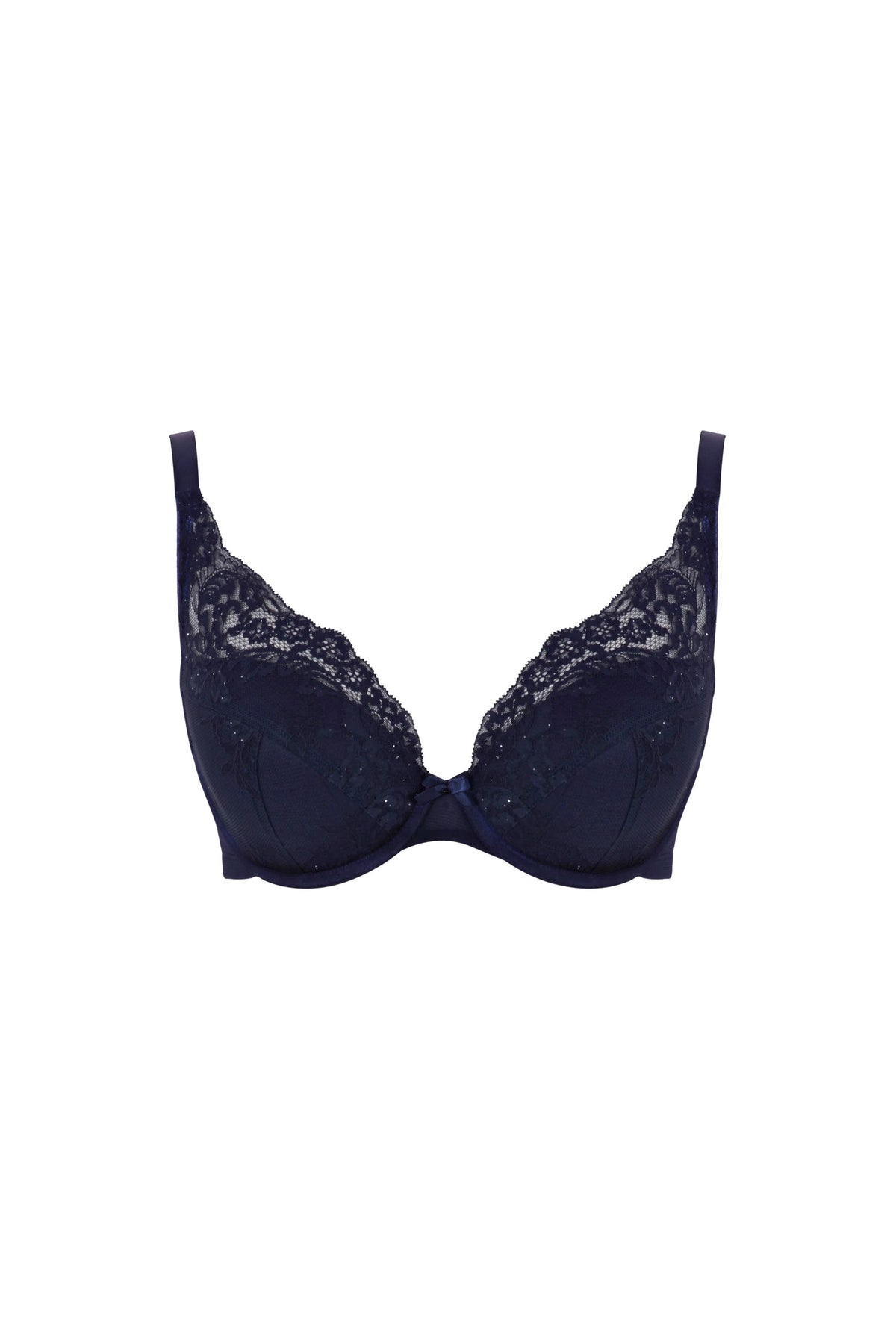 White Smoke Ana High Apex Plunge Bra, Midnight Sequin