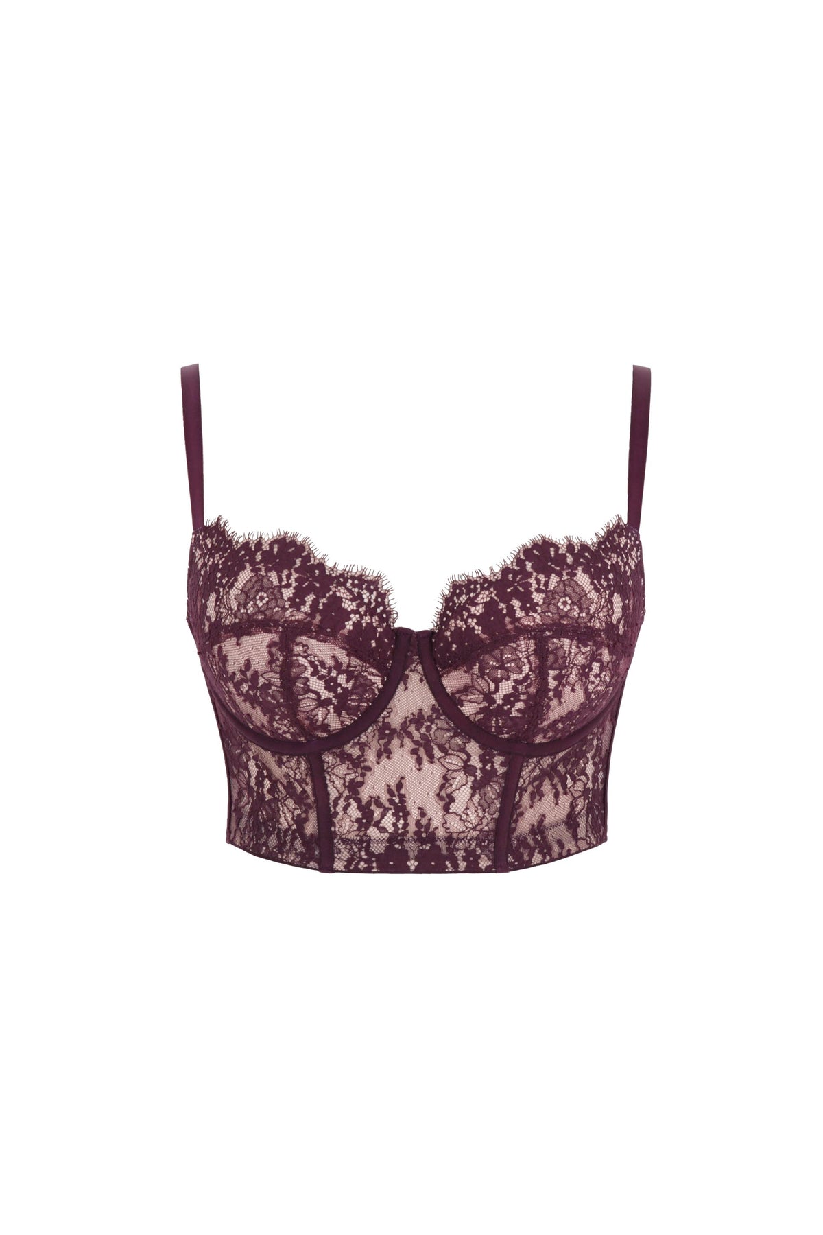White Smoke Carmen Lace Bustier, Mulberry