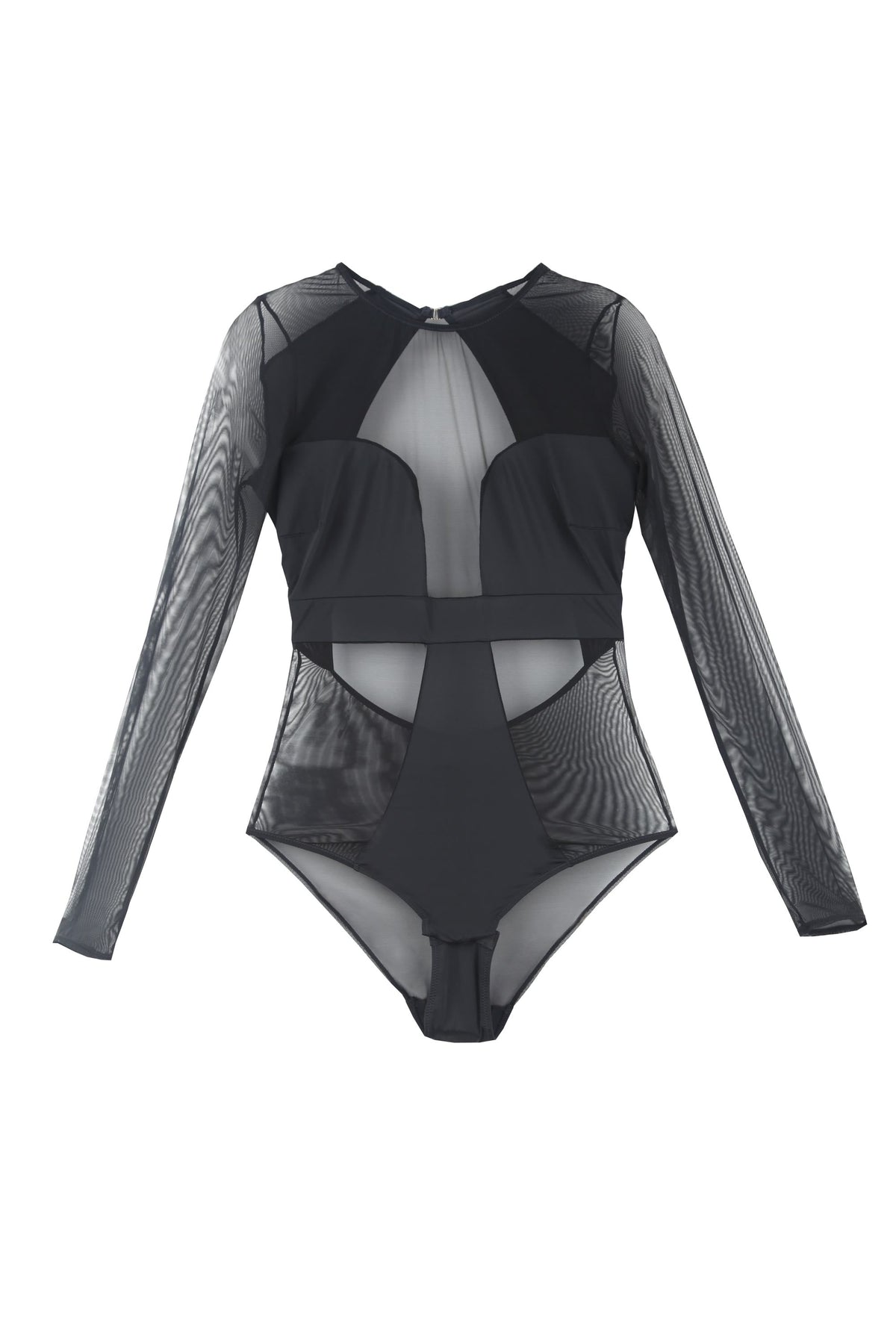 White Smoke Reed Mesh Long Sleeve Bodysuit