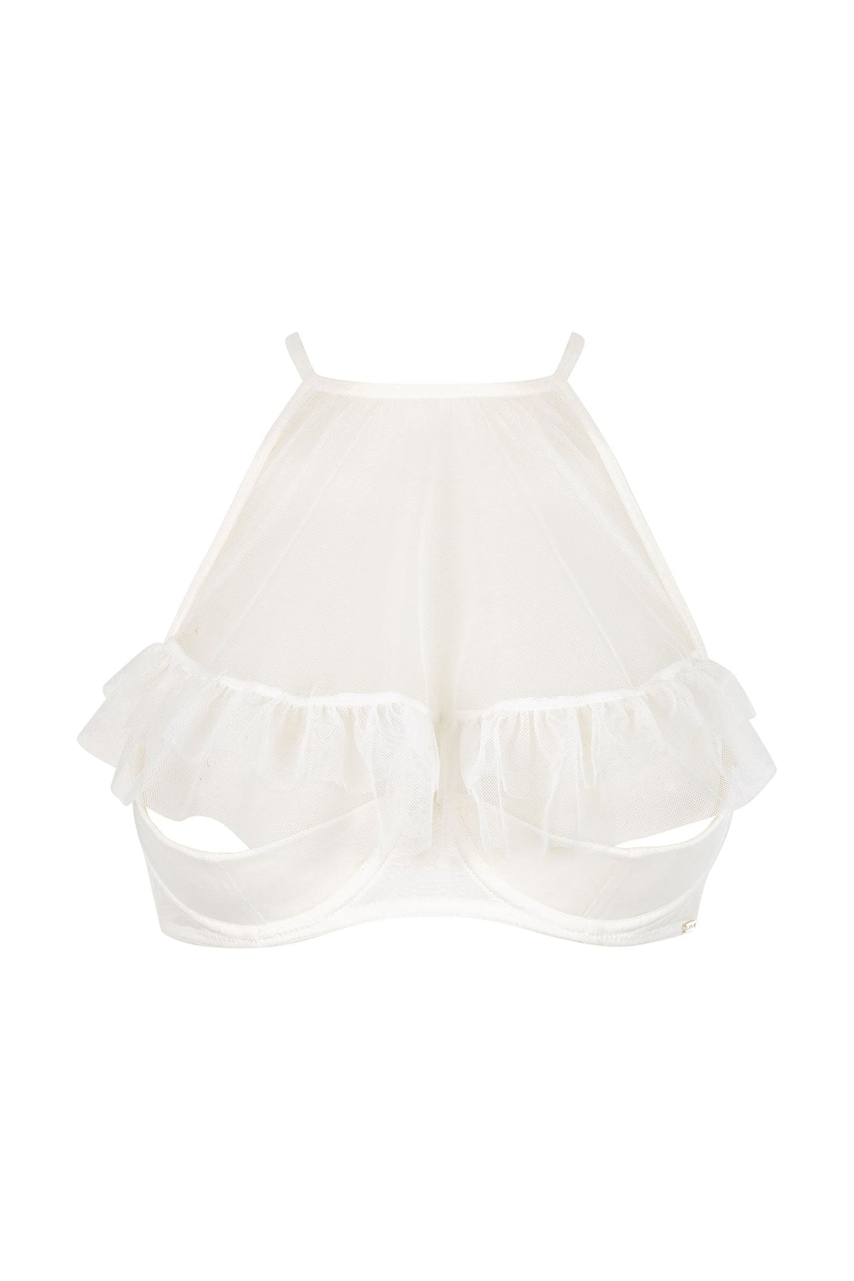 Lavender Valeria Ruffle Bra and Brief Set, Ivory